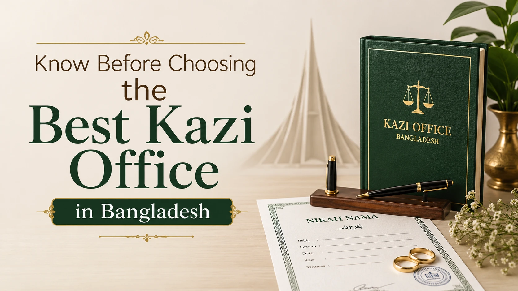 Know Before Choosing the Best Kazi Office in Bangladesh – Complete 2026 guide to selecting a reliable Kazi office for marriage registration, Nikah Nama verification, legal documentation, and Islamic marriage services in Bangladesh.