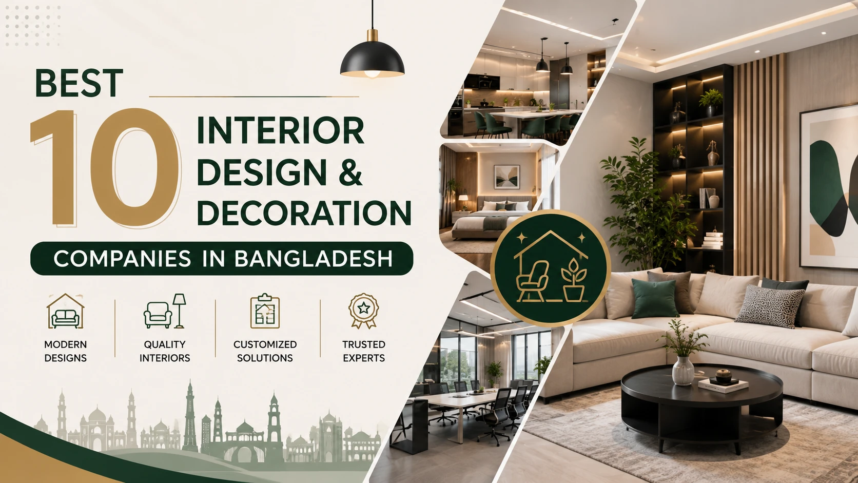 Best 10 Interior Design and Decoration Companies in Bangladesh in 2026 featuring modern residential, commercial, office, and luxury interior design services.